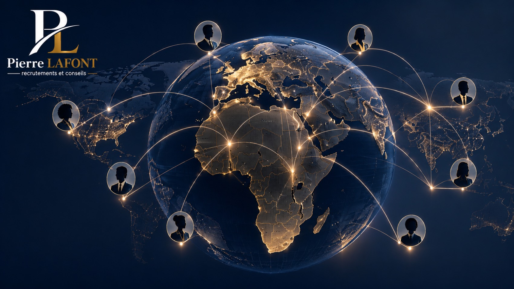 Réseau de talents relié à l'Afrique sur un globe lumineux