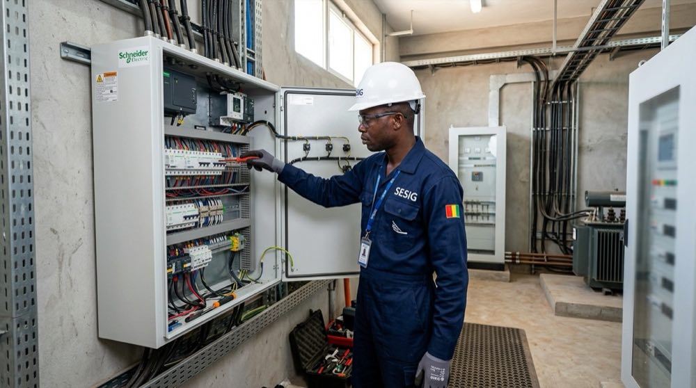 Tableau électrique contrôlé par un technicien SESIG
