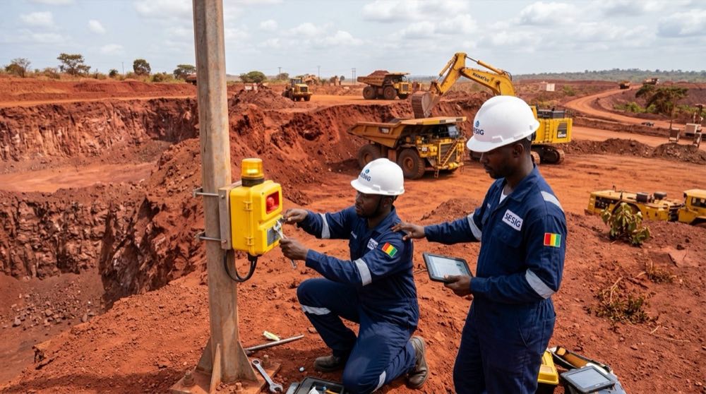 Technicien SESIG sur un site minier de Guinée